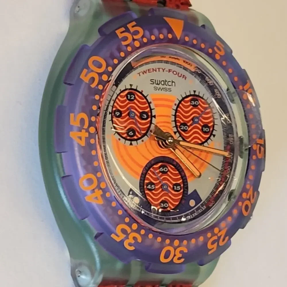 Swatch watch RED HARBOUR SBG100 1993 Aquachrono New old stock - Picture 5 of 9